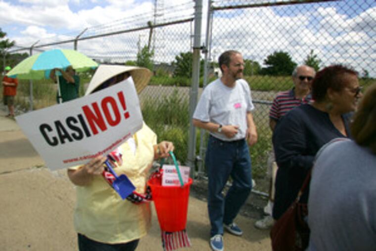 Casino-Free Philadelphia holds a training session for community members planning to protest any casino groundbreaking at sites they oppose. B3.
