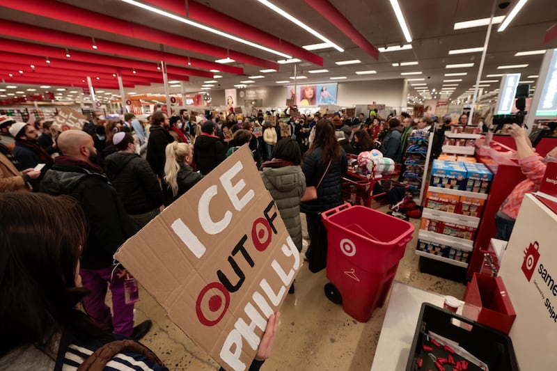 Target Protest With Salt About 40 anti-ICE activists protest inside Target in South Philly
