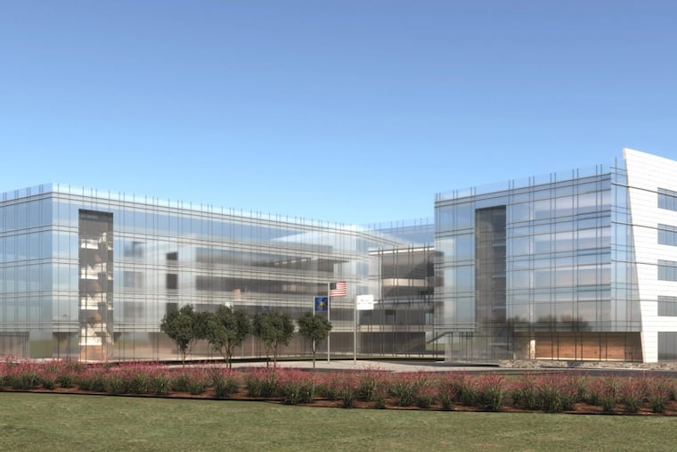 Artist's rendering of new AmeriHealth Caritas headquarters planned at Ellis Preserve development tract.