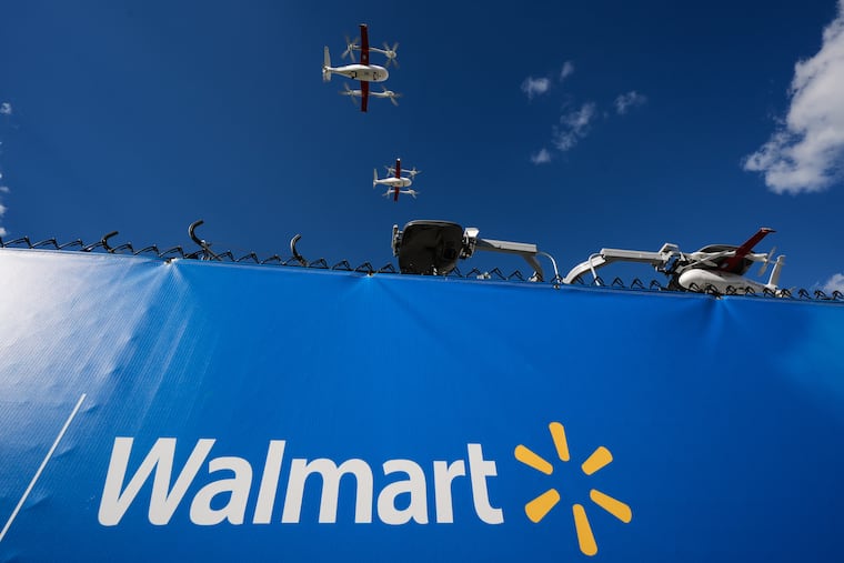 Drones operated by Zipline leave base to make deliveries from a Walmart store in Pea Ridge, Ark.