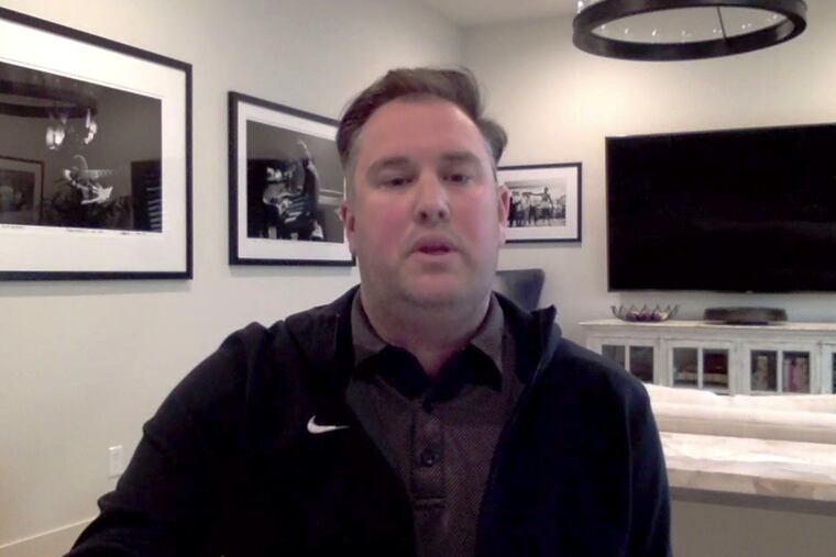 This screen grab from a Dec. 14 Zoom call shows new New York Mets general manager Jared Porter.