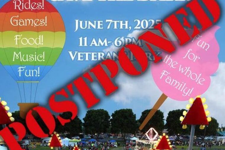 The postponement flier for the Gloucester Township Day 2025.