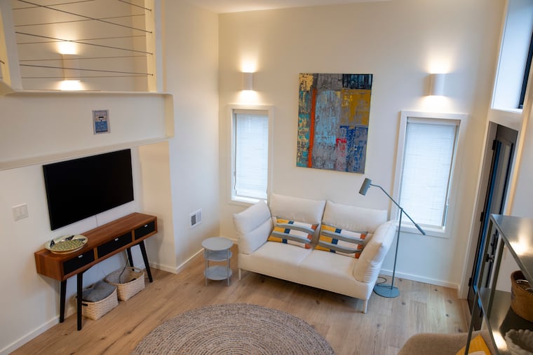 The Northern Liberties home was designed to maximize views of the nearby park, but the Browns also installed curtains to ensure they had privacy from their daughter's family, who live across the yard.