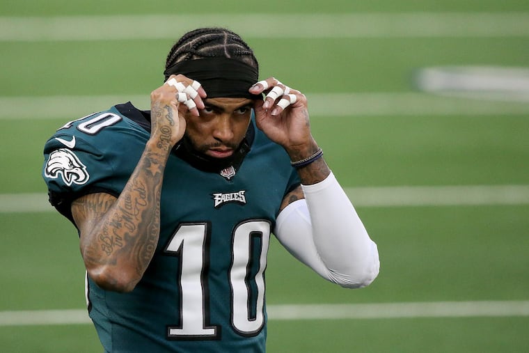 DeSean Jackson spent eight seasons with the Eagles and totaled 6,512 receiving yards (third all-time in franchise history).