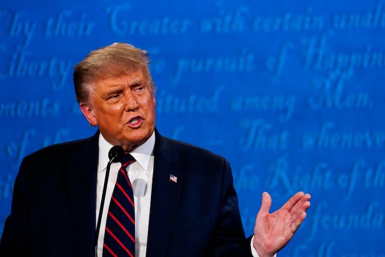 President Donald Trump during the first presidential debate with Democratic nominee Joe Biden at Case Western Reserve University in Cleveland on Tuesday.