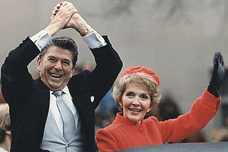 Former First Lady Nancy Reagan alongside her husband, former President Ronald Reagan.