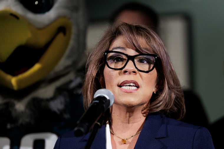 Councilmember Quetcy Lozada speaks before the City Council Committee on Legislative Oversight hearing held at the Museum of the American Revolution on Monday, April 14, 2025 in Philadelphia. She delivered an impassioned speech about Kensington in City Council Thursday during a heated back-and-forth over legislation aimed at regulating mobile service providers in the neighborhood.