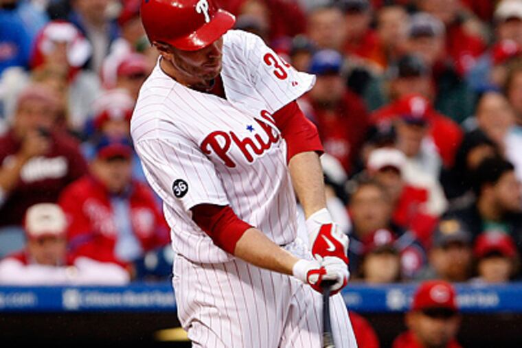 Roy Halladay had one of the Phillies five hits on Wednesday against the Reds. (David Maialetti / Staff Photographer)