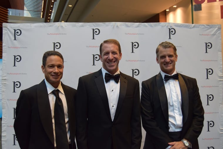 Gary Alan Frank, center, was charged Friday in a $30 million loan fraud. He is shown here at Opening Night of the Philadelphia Orchestra in Sept. 2016 at the Kimmel Center