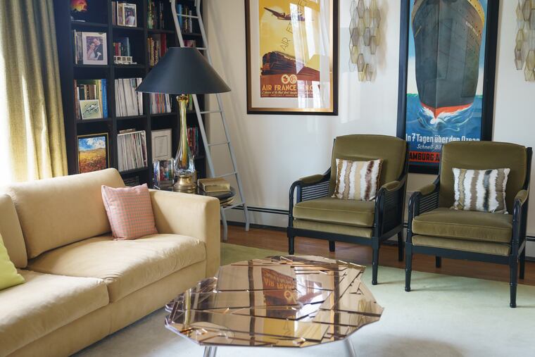 Carpeting, as in the family room of a house in Philadelphia, can offer more comfort and warmth than hardwood floors.