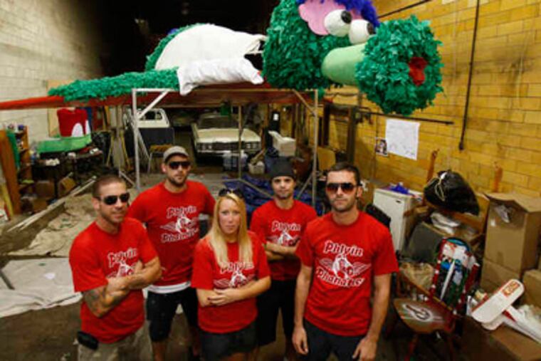Phlyin' Phanatics team has been banned by MLB from using the Phanatic head on the craft they will fly into the Delaware tomorrow during Flugtag. (David Maialetti / Staff Photographer)