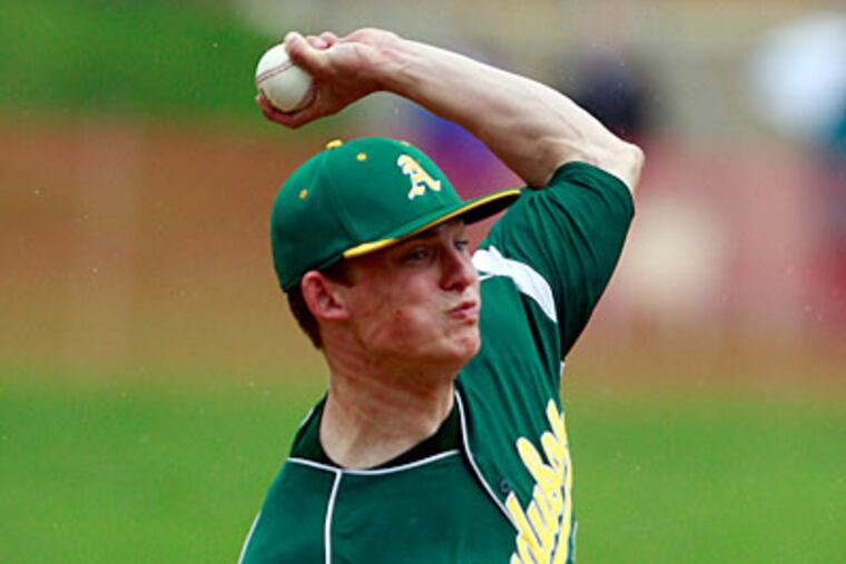 Audubon's Andrew Schorr led South Jersey in strikeouts with 122 in 68 1/3 innings. (David Swanson/Staff Photographer)