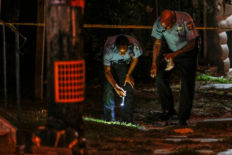 Police investigating the scene where a 17-year-old boy was shot in the leg on the 1600 block of North 16th Street, Tuesday, August 29, 2023.