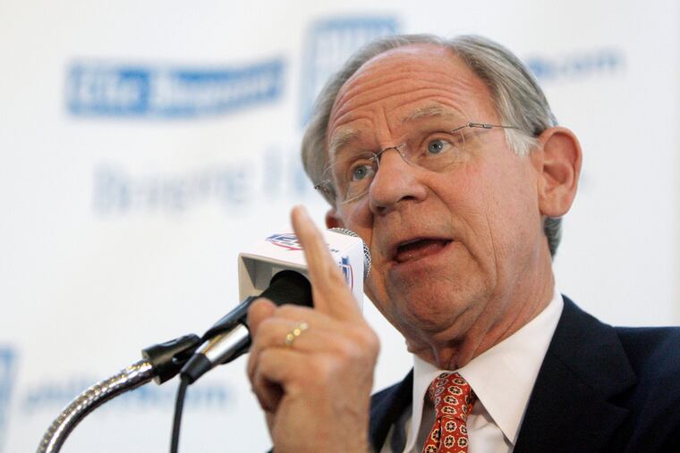 Delaware Republican Senate candidate Rep. Mike Castle, R-Del., answers a question during a town hall meeting in Philadelphia, Aug. 31, 2009.