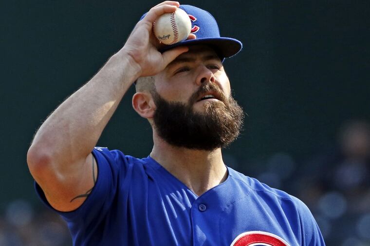 Chicago Cubs starting pitcher Jake Arrieta will be a free agent after the postseason. At 31, he is the type of pitcher Phillies president Andy MacPhail is apprehensive about signing to a huge contract. (AP Photo/Gene J. Puskar)