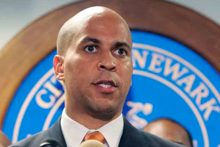File photo: Newark Mayor Cory A. Booker at a 2007 news conference.
