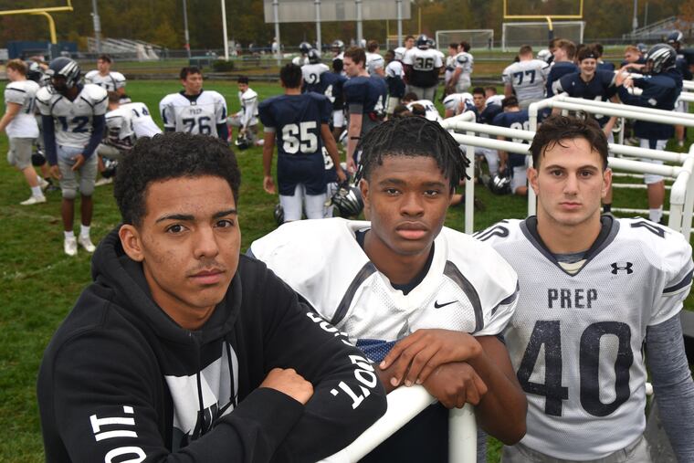 Since becoming eligible to play again, defensive back/wide receiver Carnell Davis (left), running back Kanye Udoh (center) and running back/linebacker Angelo Vokolos have made immediate impacts for the St. Augustine football team.
