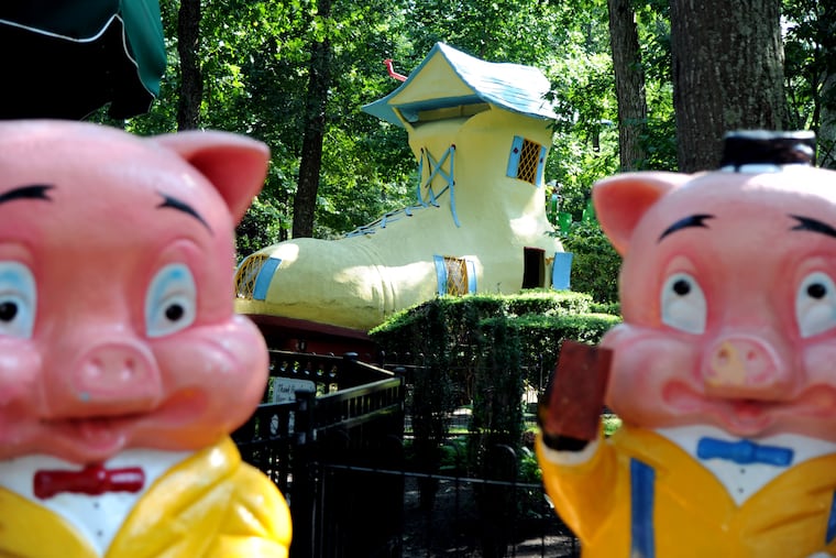 The Old Lady Who Lived in a Shoe and the two or the Three Little Pigs at Storybook Land in Egg Harbor Township, N.J., Aug. 11. 2020.