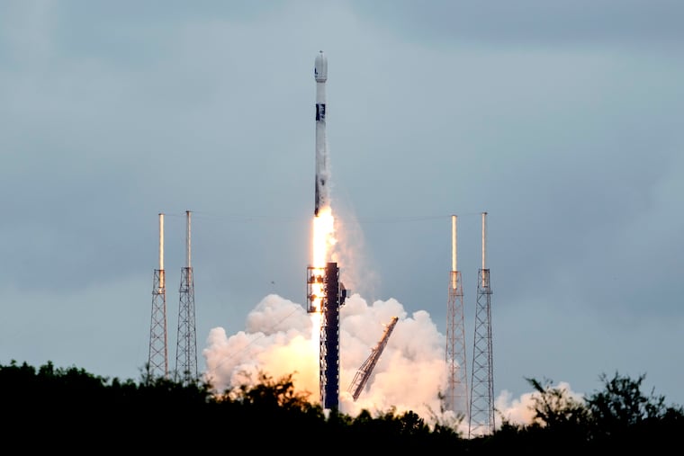 A SpaceX Falcon 9 rocket lifts off from the Cape Canaveral Space Force Station at Cape Canaveral, Fla., on Monday, Oct. 7, 2024.