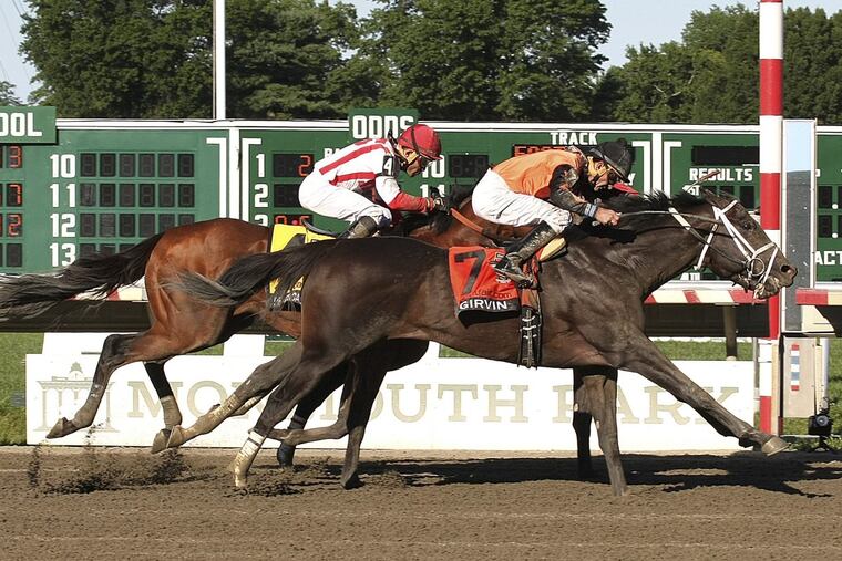 Girvin, with Robby Albarado aboard, wins the Haskell Invitational at Monmouth Park on Sunday.