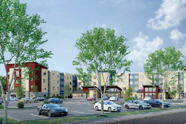 A rendering of the proposed 25,000-square-foot hotel planned for a shopping center that used to be part of the Franklin Mills complex.