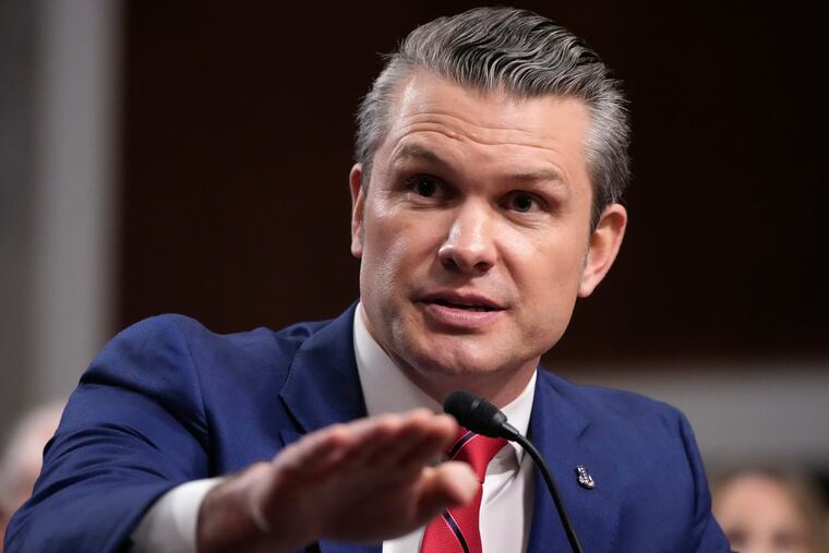 Pete Hegseth, President-elect Donald Trump's choice to be defense secretary, appears before the Senate Armed Services Committee for his confirmation hearing Tuesday.