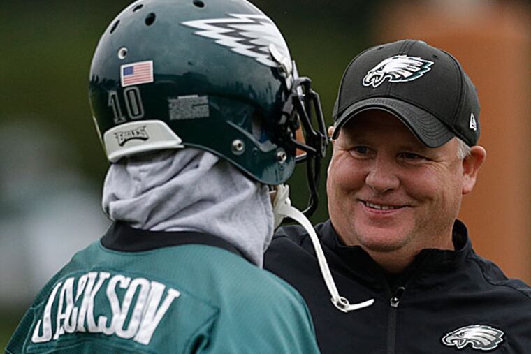Eagles wide receiver DeSean Jackson and head coach Chip Kelly. (Matt Rourke/AP)