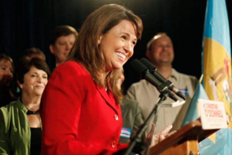 Christine O'Donnell addresses supporters after winning the Republican
nomination for Senate in Delaware on Tuesday. (Rob Carr / Associated Press)