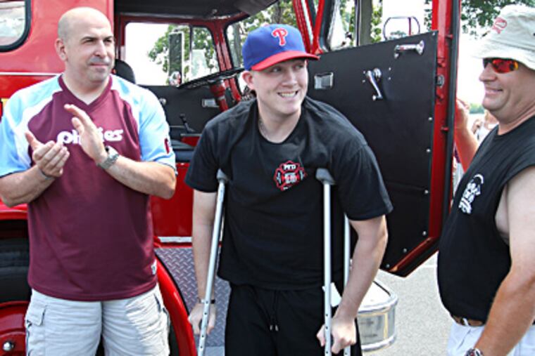 Pat Nally suffered a crushed foot and broken bones in his pelvis and back in the April Kensington warehouse fire. CHARLES FOX / Staff