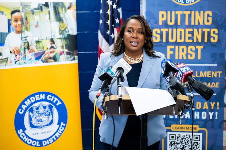 Katrina McCombs, Camden School superintendent, discusses plans to close a $91 million budget gap for the 2025-2026 school year on Wednesday.