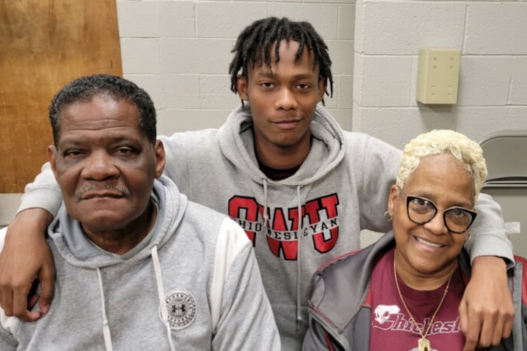 Chichester senior Carlton Gordy III with his grandfather, Carlton Gordy Sr. (left), and his grandmother, Chrisisy Swiggett.