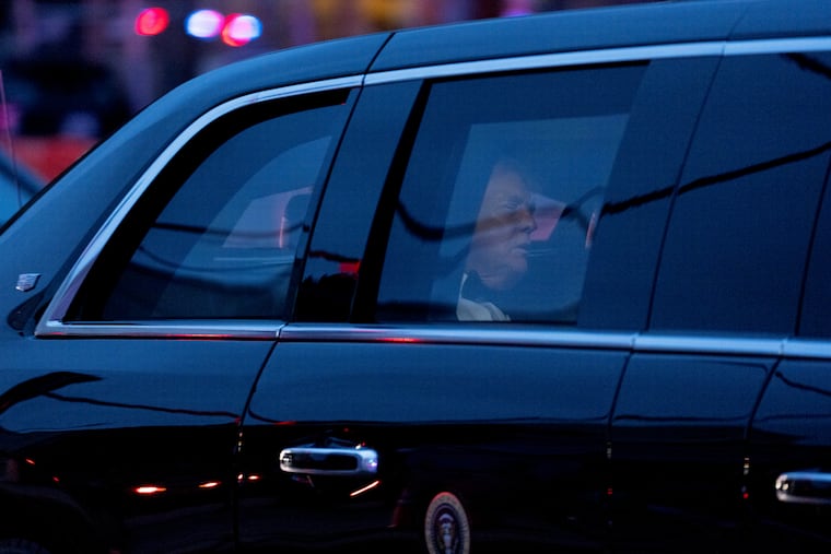 President Donald Trump arrives to the White House Correspondents Dinner, Saturday, April 25, 2026, in Washington. (AP Photo/Allison Robbert)