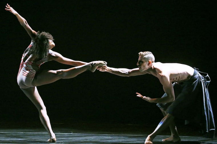 Ashley Mayeux (left) Andrew Brader of Complexions Contemporary Ballet perform "Amazing Grace" at the Prince Theater on Wednesday, Oct. 14, 2015. (Photo: Bill Hebert)