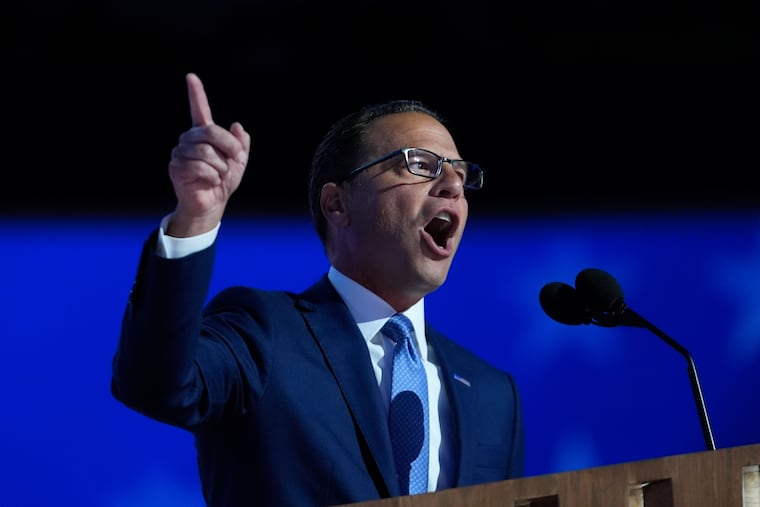 Pennsylvania Gov. Josh Shapiro speaks during the Democratic National Convention Wednesday, Aug. 21, 2024, in Chicago.