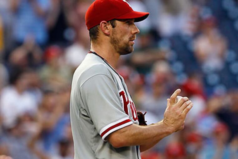 Cliff Lee surrendered six runs on seven hits to the Nationals, including five runs in the third inning. (Ann Heisenfelt/AP)