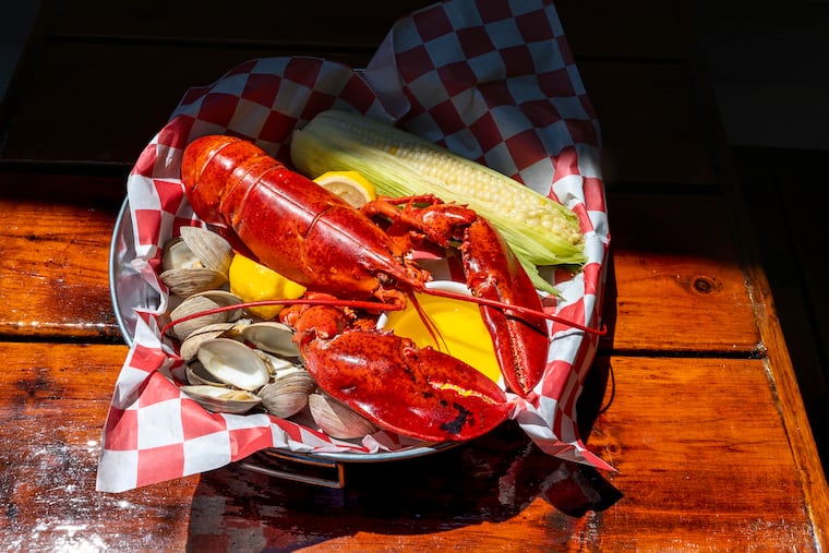 The steamed lobster platter with clams and corn on the side at Harvey Cedars Shellfish Co. in Harvey Cedars, on Long Beach Island Thursday, June 13, 2024. The Garofalo family is celebrating their restaurant’s 50th year this summer.