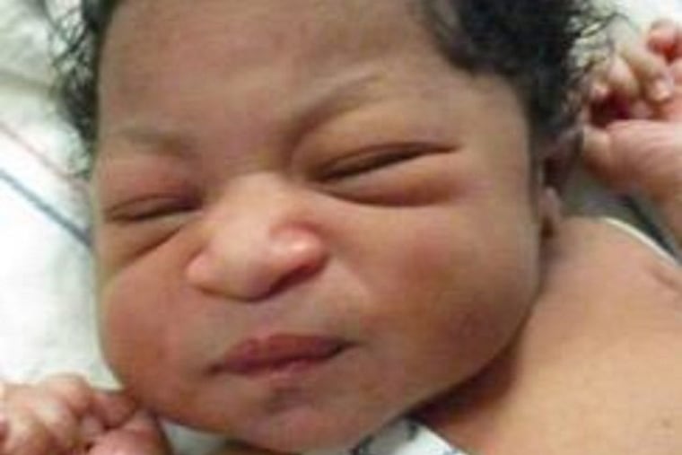 Photo of newborn girl abandoned Tuesday on the porch of a house in Upper Darby.