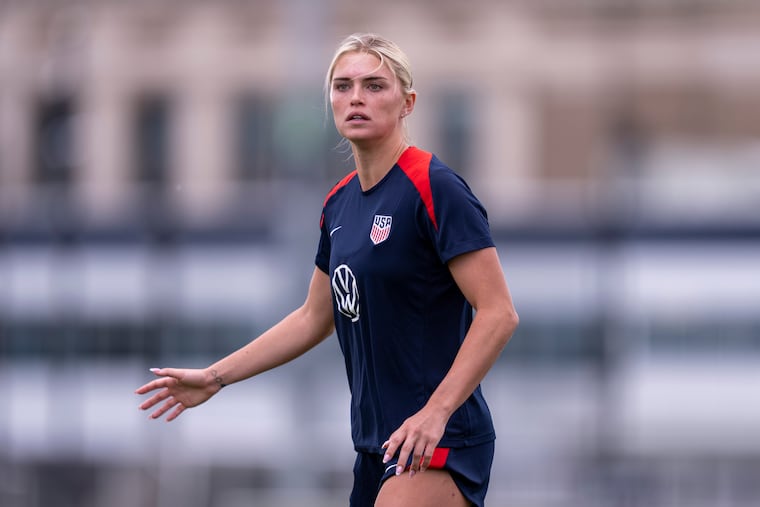 Riley Tiernan at work with the U.S. women's under-23 squad during one of its practices at the Union's facilities last week in Chester.