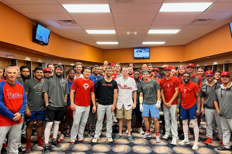 Phillies minor leaguer Corey Phelan visits the Phillies at Citi Field. (Photo credit: Phillies)
