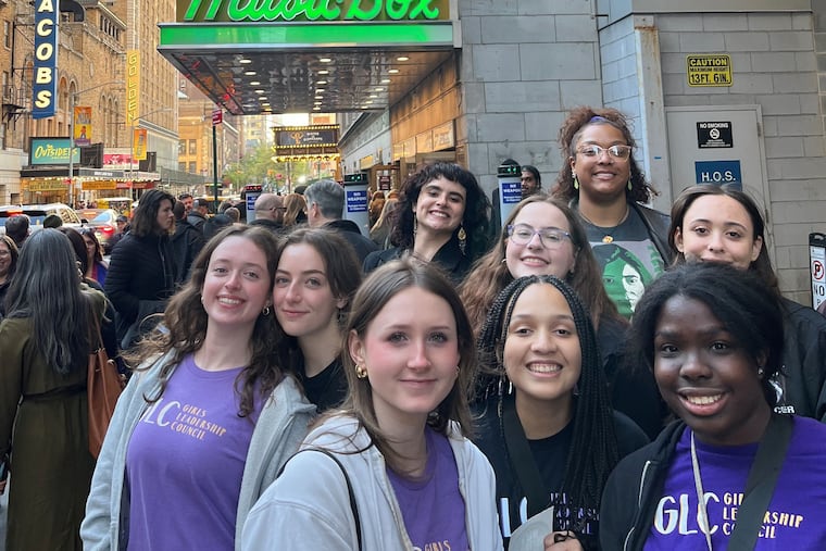 Staff of South Jersey's Alice Paul Institute and members of its Girls Leadership Council attend the April 25 performance of "Suffs," a musical based on Alice Paul and her suffrigist comrades' fight for women's right to vote.
Front Row (L to R) Sophia St. John, Lindsey Catlett, Kennedy Dancy
Middle Row (L to R) Cora Schmidt, Lydia Smith, Morgan Hann, Salmah Khalil
Back Row (L to R) Molly Gonzalez, Quincy Wansel