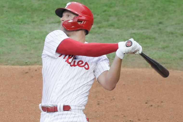 The future for Phillies first baseman Rhys Hoskins is up in the air.