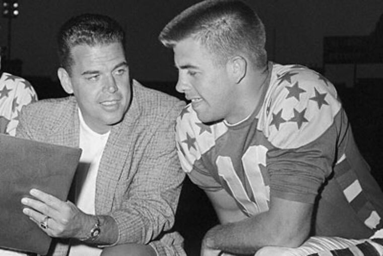 King Hill (right) was acquired by the Eagles in 1961. (Ed Maloney/AP file photo)