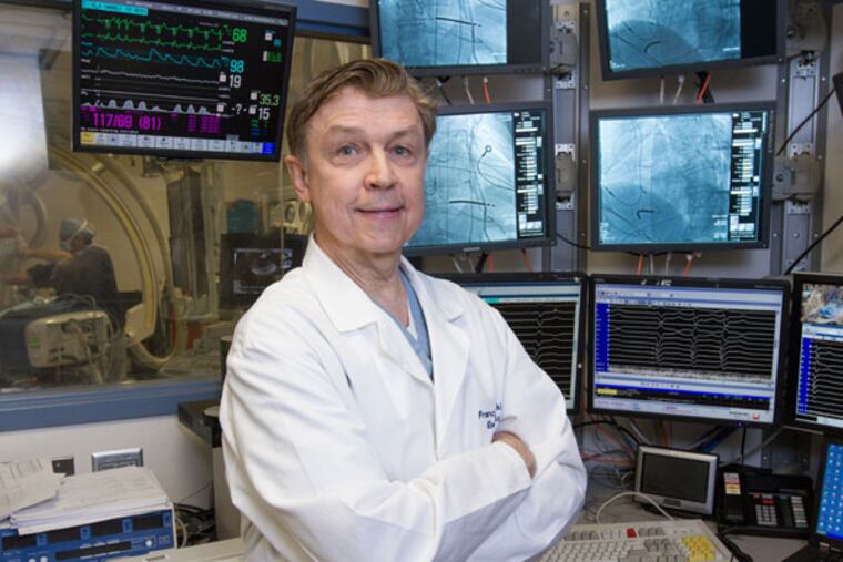 Francis E. Marchlinski, a University of Pennsylvania heart rhythm specialist, standing in the electrophysiology lab that he directs. (Courtesy Penn Medicine/ Daniel Burke Photography)