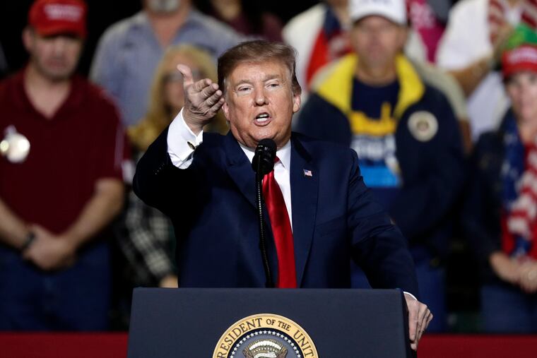 President Donald Trump speaks during a rally at the El Paso County Coliseum, Monday, Feb. 11, 2019, in El Paso, Texas.