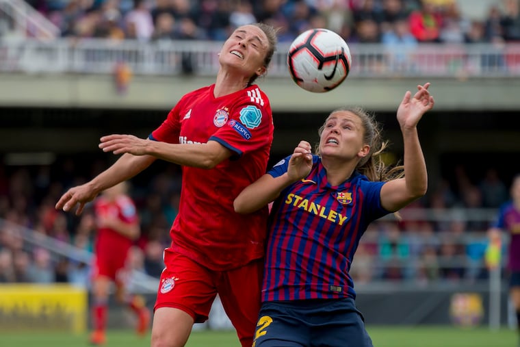 Lehigh Valley native Gina Lewandowski (left) has spent most of the last 12 years in Germany. This season, she helped Bayern Munich reach the semifinals of the UEFA Women's Champions League.