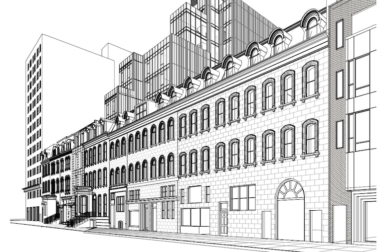 A rendering of the proposed condominium overbuild, as seen from Walnut Street.