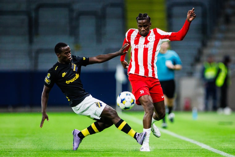Philippe Ndinga (right) comes to the Union from Swedish club Degerfors.