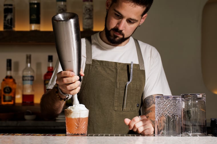 Beverage Director Diego Langarica prepares a Mercado Sonora cocktail at Amá. Phila Lorn said the Mexican restaurant recently served him "the best cocktail of the year."
