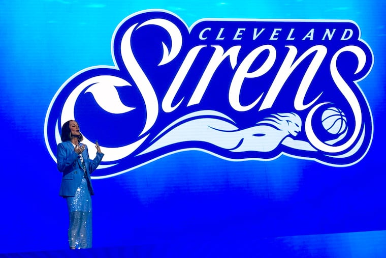 Cleveland Sirens president of business operations Allison Howard introduces the name team's logo on Tuesday.