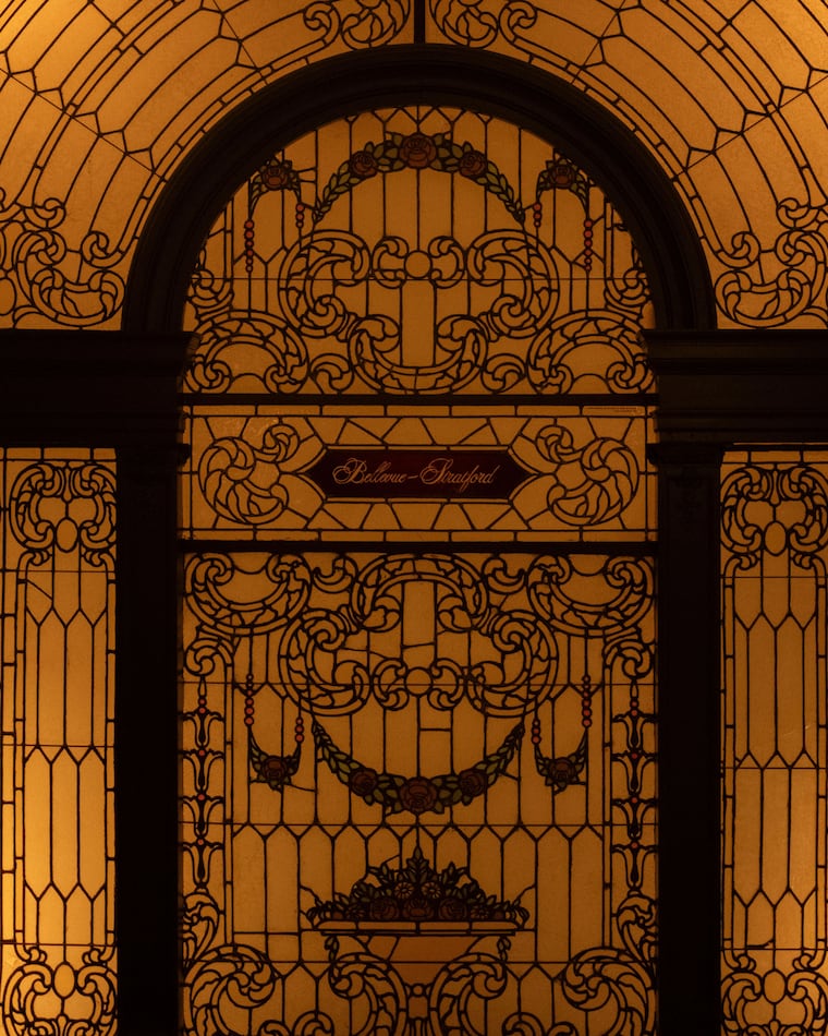 This 11-foot-by-10-foot stained glass window on the second floor of the Bellevue, just outside the ballroom, is a highlight of the hotel's tours given by resident historian David Kurlander.